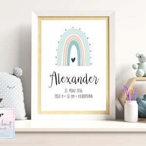 Geburtsdaten Poster Regenbogen • Geburtstafel • Geburtsposter • Geburtsanzeige • Geburtsbild • personalisiertes Geschenk Geburt Taufe