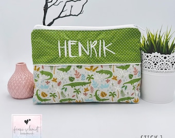 Personalized changing bag / diaper bag KROKO green-beige with name