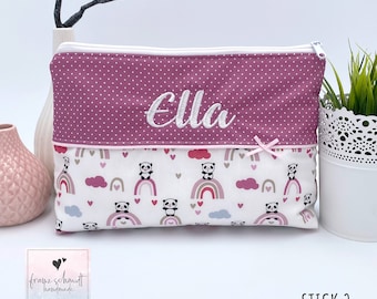 Personalized diaper bag / changing bag PANDA + RAINBOW with name