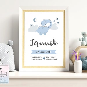 Geburtsdaten Poster Dino • Geburtstafel • Geburtsposter • Geburtsanzeige • Geburtsbild • personalisiertes Geschenk Geburt Taufe