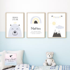 3er Bundle: Geburtsdaten Poster | Geburtsposter | Geburtsanzeige | Geburtsbild | personalisiertes Geschenk Geburt Taufe