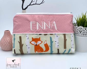 Wickeltasche / Windeltasche WALDTIERE personalisiert mit Namen