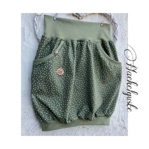 ORGANIC balloon skirt desired size jersey olive dots women's skirt green with pockets image 3