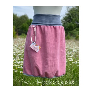 Muslin summer skirt made of cotton Women&#39;s skirt gray pink light skirt