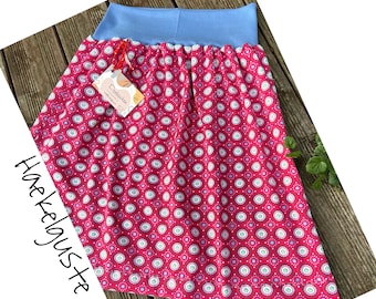 Gr. 44 knee-length skirt pink retro circles skirt women's skirt curvy flared