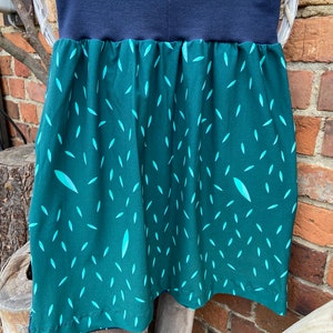 Knee-length skirt Autumn Night jersey ladies skirt flowers grasses turquoise petrol image 2