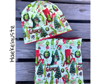 Beanie " Grinch " Mütze o. Loop Longbeanie Weihnachten Advent unisex