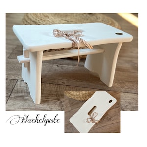 Shabby country house footstool stool white antique rustic country kitchen village child old country