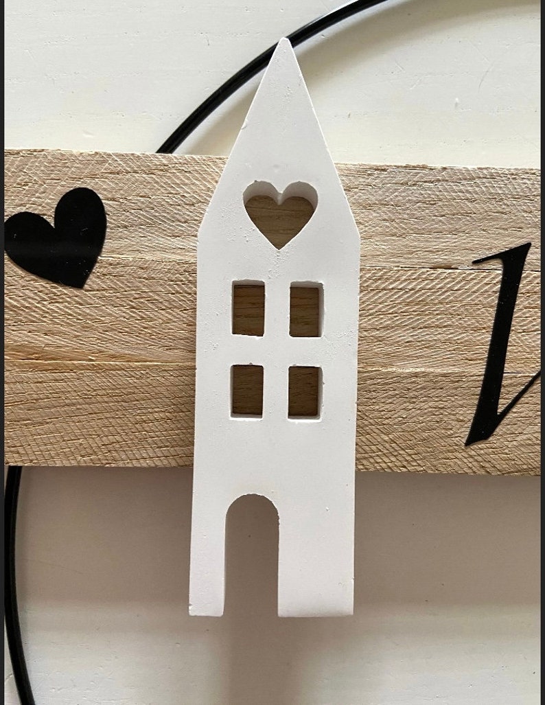 30 cm großer Türkranz Willkommen Haus Metallring Geschenk Hauseinweihung Freundin Türschild Holzschild Eingang neues Heim Zuhause Hochzeit Bild 8