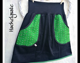 schwarzer " Liesl"  Cordrock A-Form Damen Rock grün Landhaus Hüftrock mit Taschen