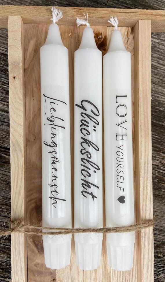 Geschenkset Kerze nach Wahl Lieblingsmensch Seelenwärmer Freundin Frau Geburtstag Kerzenständer Geschenk Stabkerze Genesung Haus