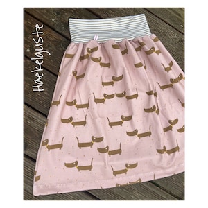 Knee-length "dachshund" skirt jersey, women's skirt dog, colorful skirt, playful skirt