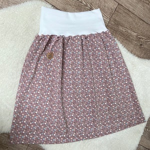 Organic jersey knee-length scattered flowers skirt women's skirt pink rose flowers flowers grasses image 3