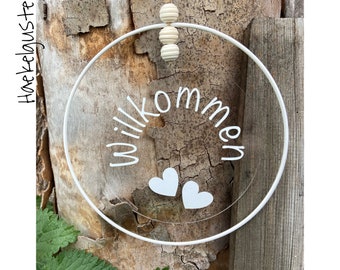 Door wreath welcome house metal ring gift housewarming girlfriend door sign white entrance 20 cm new home home wedding