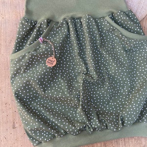 ORGANIC balloon skirt desired size jersey olive dots women's skirt green with pockets image 2