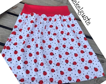 Knee-length ladybird beetle skirt jersey skirt ladies summer skirt hip skirt woman white red black