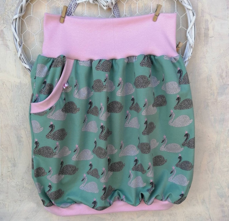 Balloon skirt Swan skirt, hip skirt, mint pink bird, women's skirt with pocket pastel image 2