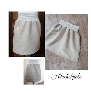 Linen custom size skirt A-form ladies skirt natural skirt beige
