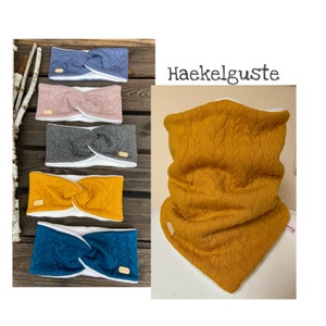 Cable knit + fleece headband 5 colors knot headband hairband ear warmer turban gray mustard yellow rose blue petrol warm headband