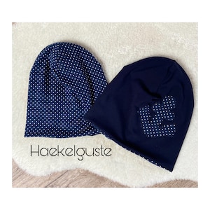 Ladies &quot; Anchor &quot; Beanie Cap Longbeanie Dots Dark Blue 2 Layer Cap Transition