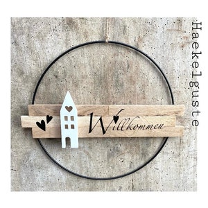 30 cm large door wreath welcome house metal ring gift housewarming girlfriend door sign wooden sign entrance new home home wedding