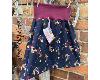 Desired size "Horse" skirt dark blue girl skirt flared horse lovers riding gift birthday school enrollment