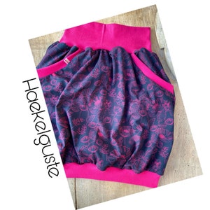 XS - XXL Ballonrock " Zauberblumen " Jersey dunkelblau pink Blume Blätter Taillenrock Damen Hüftrock