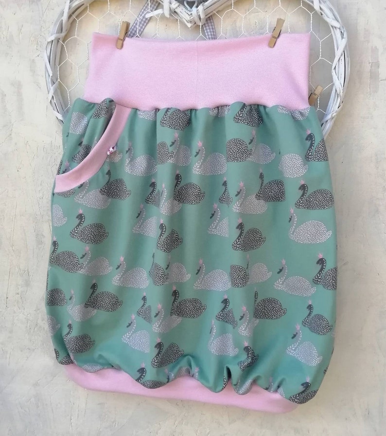 Balloon skirt Swan skirt, hip skirt, mint pink bird, women's skirt with pocket pastel image 4