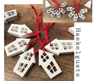 Houses pendant Christmas tree decorations Advent decoration for hanging, light houses Raysin balls gift tags Christmas tree Scandi