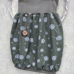 Women's balloon skirt Pusteblume jersey green olive flower image 4