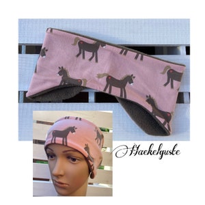 Headband horses girls warm headband ear warmers pink brown