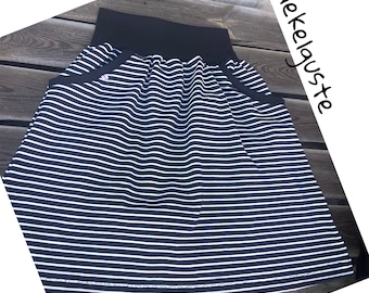 Size 42 black stripe skirt ladies skirt dots with pockets striped black white