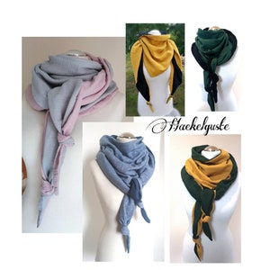 7 colors to choose from - XXL muslin reversible - triangular scarf women's scarf large scarf black yellow blue gray pink green wrap scarf wrap cloth