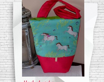 Tasche " Pferd "  Mädchen Handtasche , Umhängetasche Schultertasche Einhorn grün mint pink weiß Punkte Geschenk Geburtstag Patentante