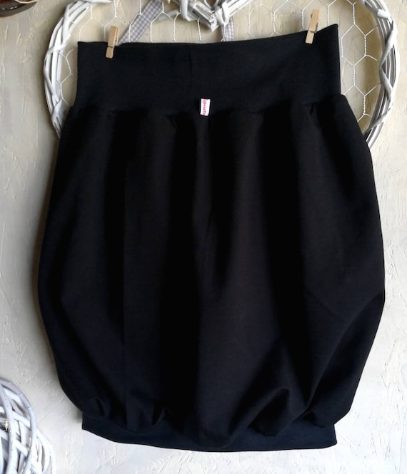 Size XS XXL black balloon skirt custom size jersey ladies skirt with pockets