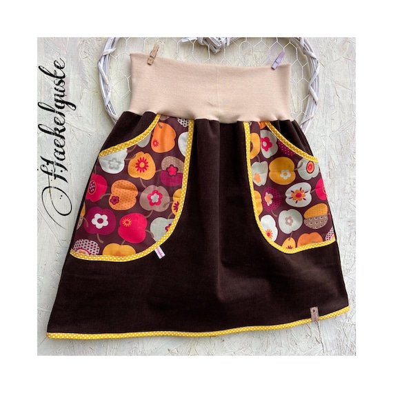 Buy XS XXL Brown Corduroy Skirt apple A shape Women s Skirt Brown With Bags Curvy Autumn Online in India Etsy