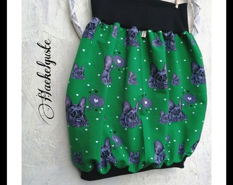 green "bulldog" balloon skirt desired size jersey women's skirt with pockets bulli french bulldog dog clothing skirt women