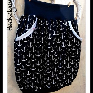 Balloon skirt &quot;Anchor&quot; made of summer sweat black skirt ladies hip skirt maritime Anchor Baltic Sea Sea-lover