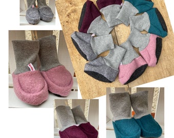 Wollwalk 6-12 Mon. Babyschuhe  aus Schurwolle Tragebaby Puschen Überzieher Wolle Naturwolle Schurwolle Waldkindergarten