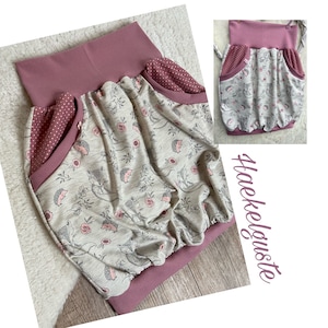 Ballonrock " Fuchs und Igel " Jersey curvy haekelguste  rosa Punkte Pastell Hüftrock  Taillienrock
