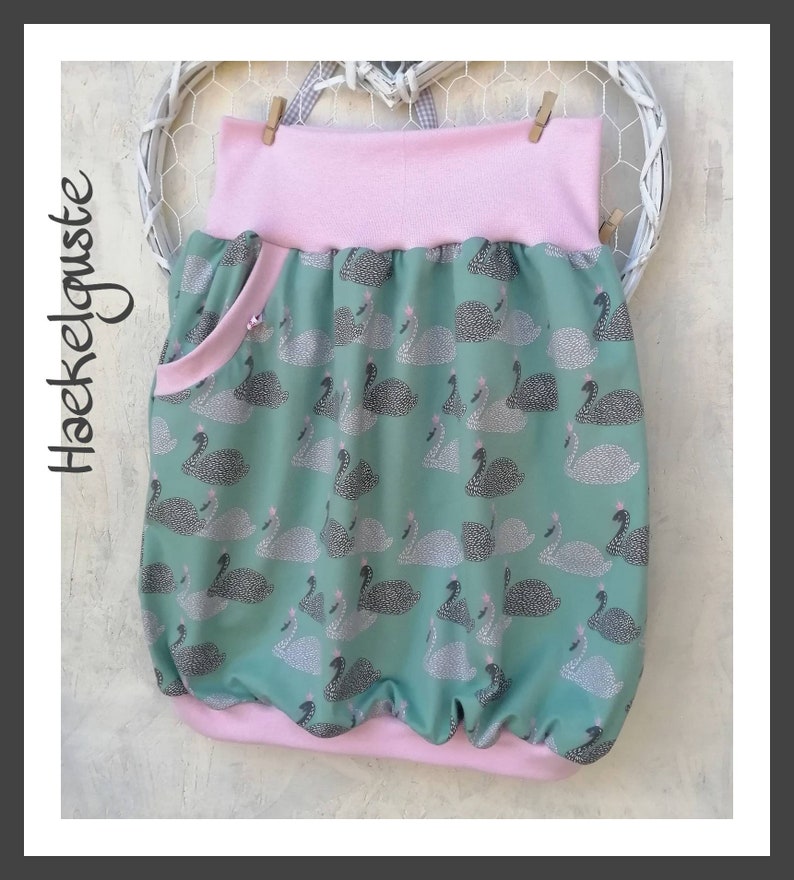 Balloon skirt Swan skirt, hip skirt, mint pink bird, women's skirt with pocket pastel image 1