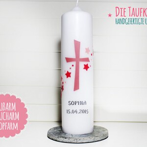 Baptismal candle girl, baptism, cross, communion candle, stars, candles, wax image 4