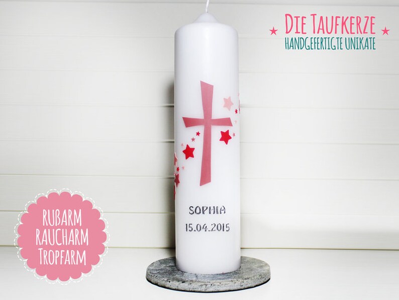 Baptismal candle girl, baptism, cross, communion candle, stars, candles, wax image 4