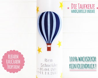 Baptismal Candle Communion Candle Boys Hot Air Balloon