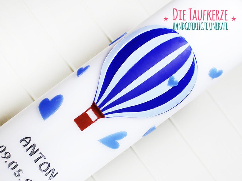 Taufkerze Jungen Taufkerzen Heißluftballon Bild 2