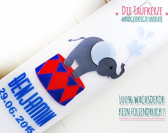 Taufkerze Jungen Elefant