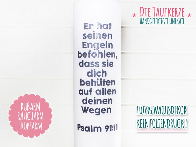 Taufkerze, Taufspruch Bild 1