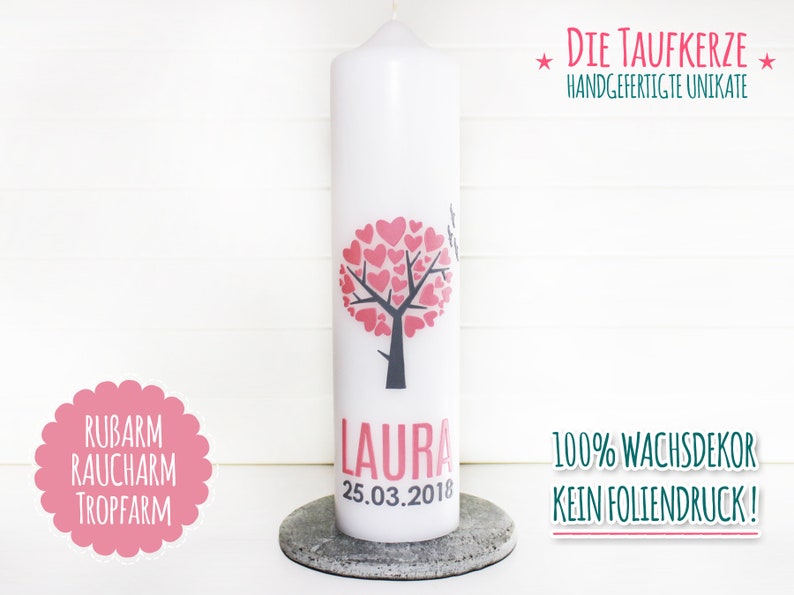 Baptismal candle girl, baptism, communion candle, tree of life image 3