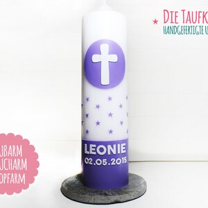 Taufkerze, Taufkerze Mädchen, Taufkerze Kreuz, lila Bild 4