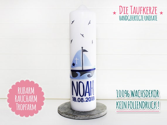 Taufkerze// Kommunionkerze mit Foto /"Arche Noah/"Mädchen,Junge